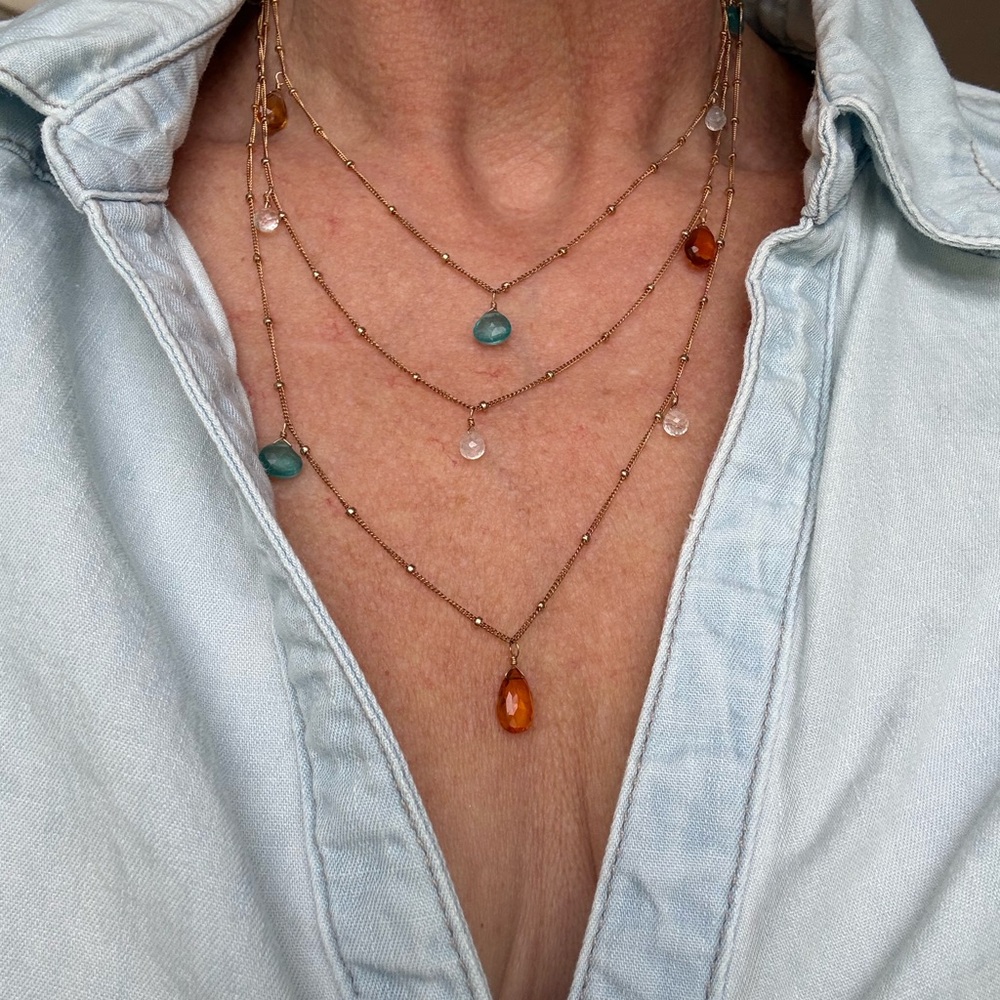 Elegant Multi-Layered Gold Necklace with Gemstone Accents